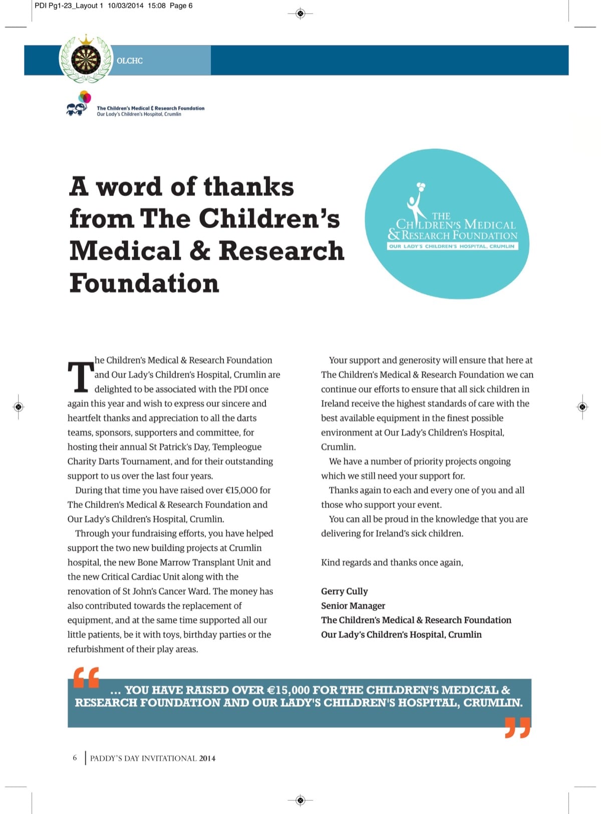 Charity letter 2014