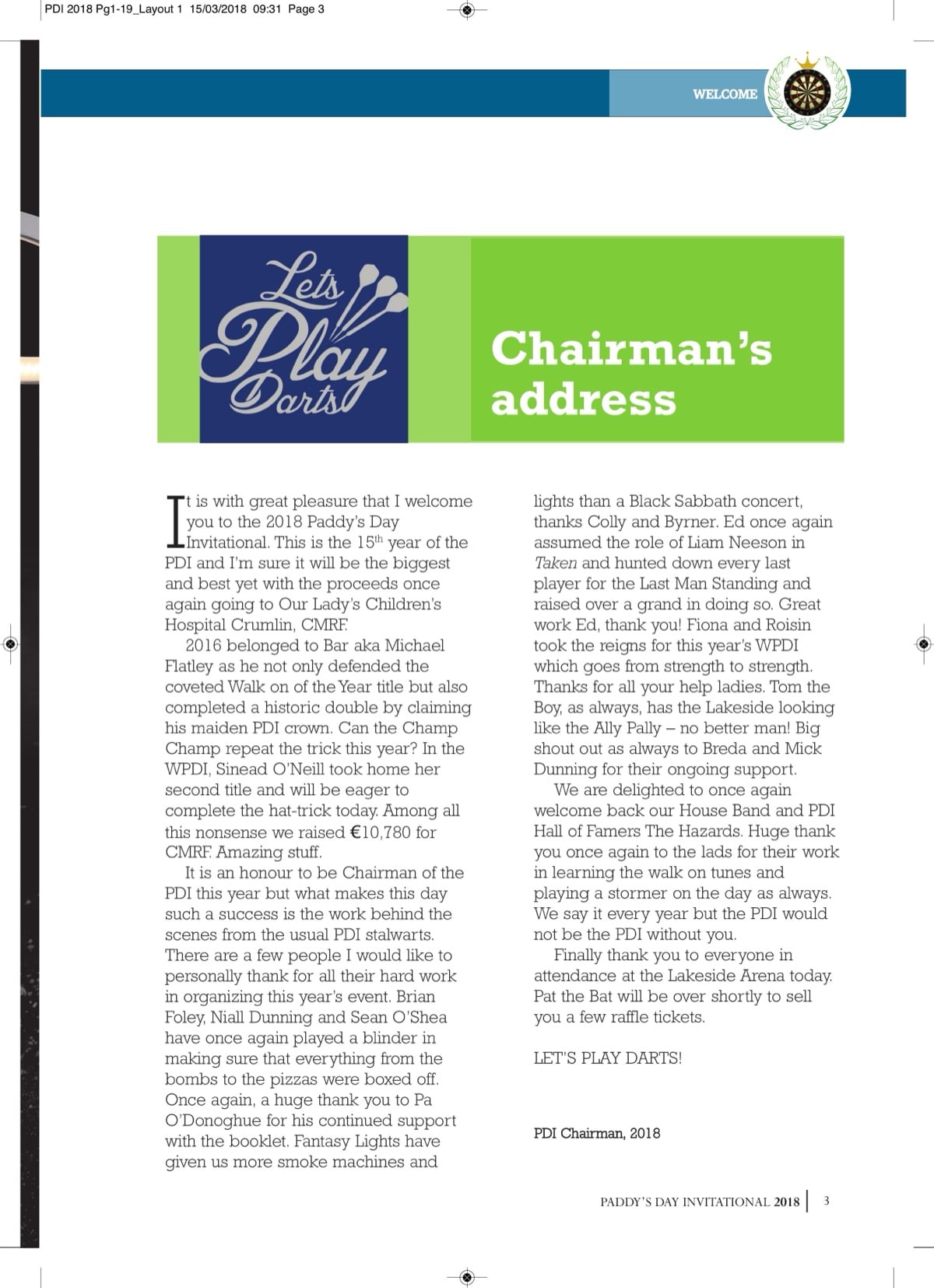 Chairman's address 2018