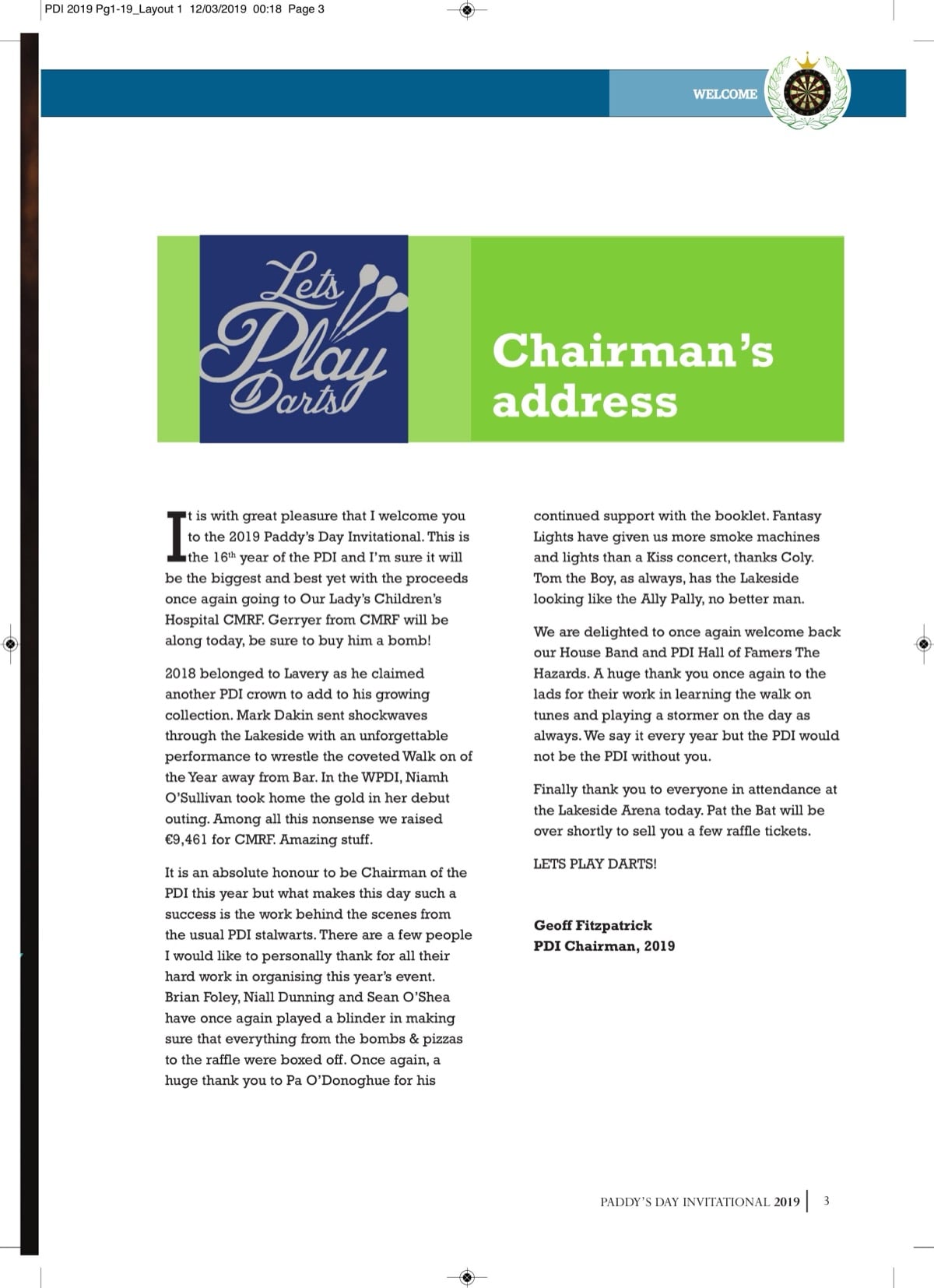 Chairman's address 2019