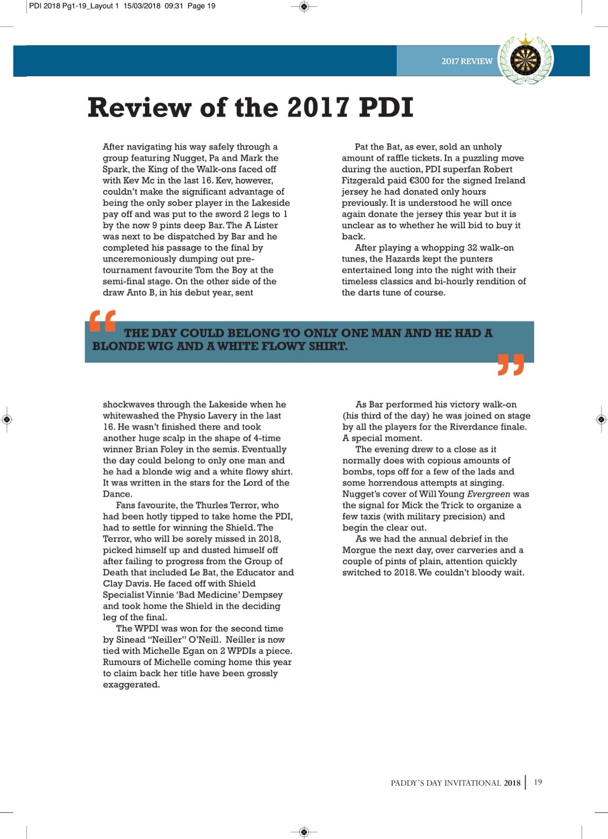 Review of the 2017 PDI